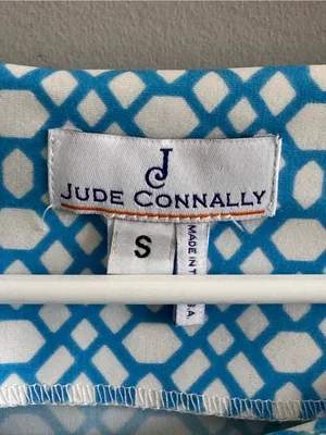 Jude Connally Blue White Geometric Shift‎ Dress Size Small thumbnail 3