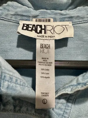 Beach Riot Coramine Oversized Denim Chambray Button Down Shirt L thumbnail 4