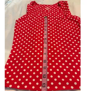 QINSEN Womens Red White Polka Dot Tank Top Scoop Neck Stretch XS thumbnail 5