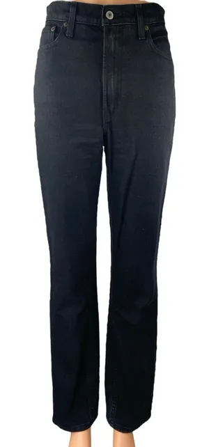 Abercrombie & Fitch 90's Straight Black Ultra High Rise Denim Jeans Pants Sz 25 thumbnail 1