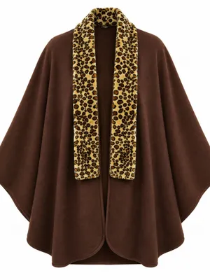 Vintage Faux-Suede & Faux-Fur Brown Cape Coat OSFA thumbnail 1