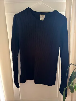 L.L. Bean Cotton Cable Knit Sweater Black Women’s Medium Regular 0HNR2 thumbnail 1