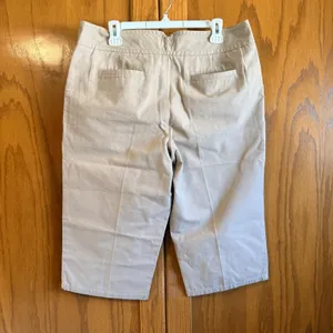 Cato Capri Pants Women 14 Tan Cotton Twill Front Patch Pocket Cropped thumbnail 2