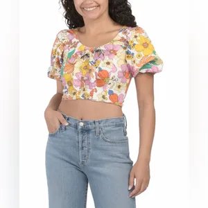 Us Together Floral Printed Cropped Top With Bow Detail thumbnail 3