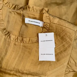 Club Monaco Mustard Ruffle Sleeve Fit And Flare Dress Womens 6 New NWT thumbnail 8