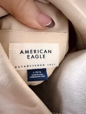 American Eagle oversized ivory color Faux Leather Shacket Size Large thumbnail 6