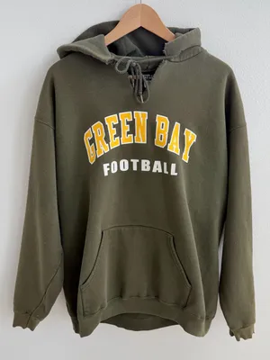 Green Bay Football Distressed Olive Green Hoodie Pullover thumbnail 1