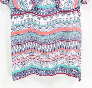 ELLA MOSS Blue Coral Cold Shoulder Boho Medallion Blouse thumbnail 6