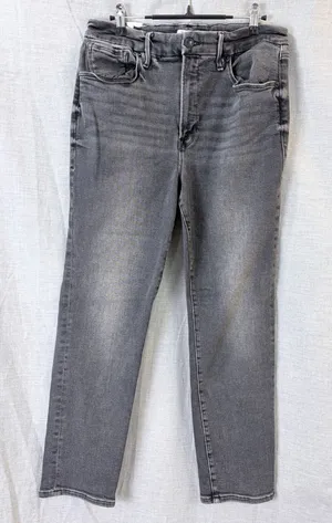 Good American Gray Straight Leg‎ Jeans Washed Black Denim Size 14/32 thumbnail 1