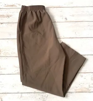 Women’s S/M Brown Tan Beige Khaki Color Slacks Dress Pants Wide Leg Petites thumbnail 1