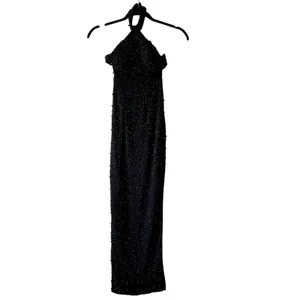 Oh Polly Positano Embellished High Neck Split Maxi Dress in Black Size 0 New thumbnail 6