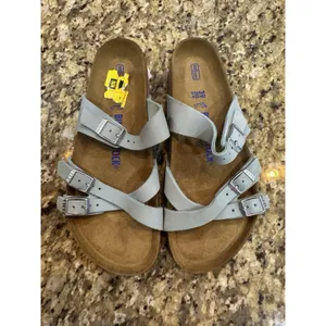 Birkenstock Franca Stone Blue Size 39 US Women's 8 Strappy Slide Sandal thumbnail 3