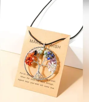 ⚠️ Clearance Tree of life healing pendant necklace 7 chakra natural stones thumbnail 2