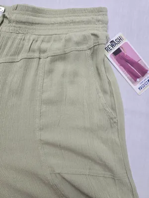 Rewash Tiered Wide-Leg Drawstring Pants in Light Olive Green Size XL thumbnail 10
