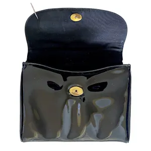 Vintage Morris Moskowitz MM Black Patent Leather Ring Handle Evening Bag Handbag thumbnail 6