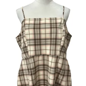 BP Brown Cream Tartan Plaid Mini Dress 1X Spaghetti Strap Sleeveless NWOT Preppy thumbnail 3