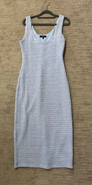 Light Blue Lulus Textured Midi Column Dress thumbnail 3