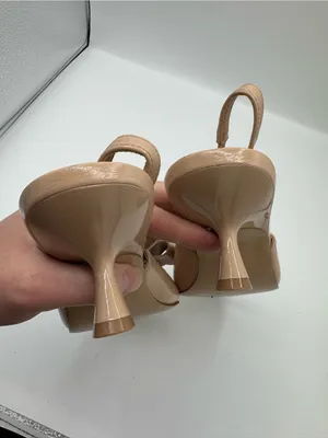 BCBGeneration Kasti Nude Slingback Frappe Patent Kitten Heel Bow Pumps size 6.5 thumbnail 6