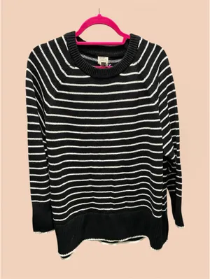 a new day Black and White Striped Crew Neck Sweater thumbnail 1