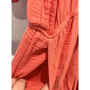 Knox Rose Womens Large Coral Pink Gauze Boho Romper Tassel Tie Ruffle Sleeve L‎ thumbnail 5