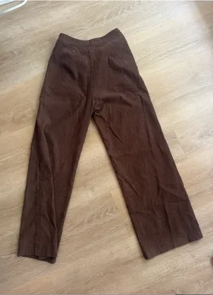SHEIN Brown Ribbed High-Waisted Wide-Leg Pants Size M / US 6 thumbnail 8