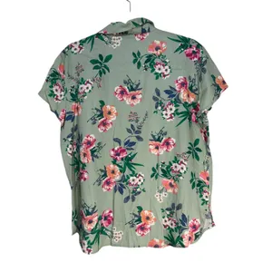 LOFT Outlet Sleep‎ Women's Green Floral Button Up Shirt Top Size M thumbnail 6