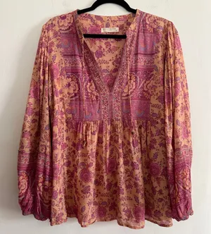 SPELL Folk Song Boho Blouse Pink and Peach Spell & The Gypsy Collective Medium thumbnail 1