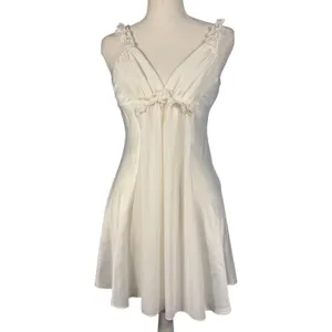 Flora Nikrooz Slip Dress Womens Small Ivory Satin Floral Strap Chemise thumbnail 6