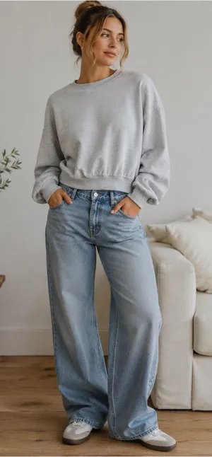 Universal Light Gray Crewneck Sweater for Women thumbnail 1