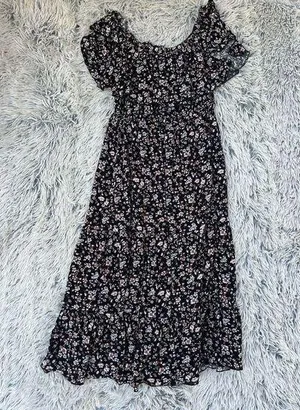 Hudson Gray Black Floral Dress Size Medium‎ Tiered Flowy Prairie thumbnail 2