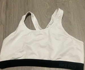 Nike White Sports Bra with Black Elastic Band thumbnail 1