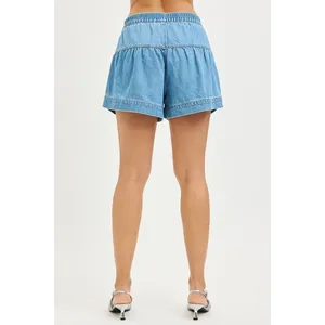 RISEN Elastic Band Slouchy Shorts With Shirred Detail -‎ Large thumbnail 4