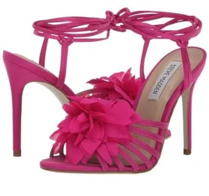 Steve Madden floral ankle wrap stiletto heels pink strappy size 8 thumbnail 5