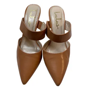 LULU'S Faire Tan High Heeled Mules Shoes Pointed Toe - Size 7 thumbnail 2