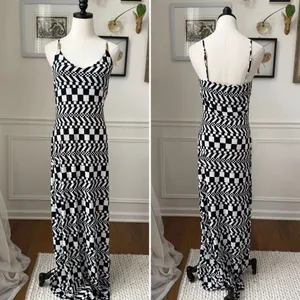 Vintage 90s Y2K Silvergate Black White Psychedelic Check Stretchy Column Indie S thumbnail 2