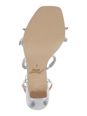 Jewel Badgley Mischka Heeled Sandal Studded Band Strappy Silver Metallic Gray 8M thumbnail 15