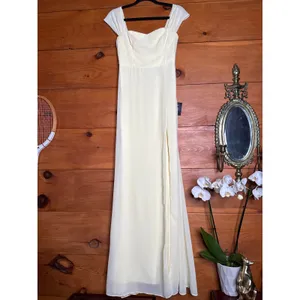 NWT Lulus Magical Magnetism Pale Yellow Off-the-Shoulder Maxi Dress Banquet Sz S thumbnail 2