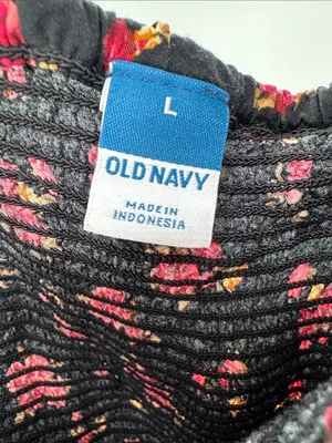 Old Navy Black Long-Sleeve Floral Square-Neck Dress smocked L dark romance thumbnail 9