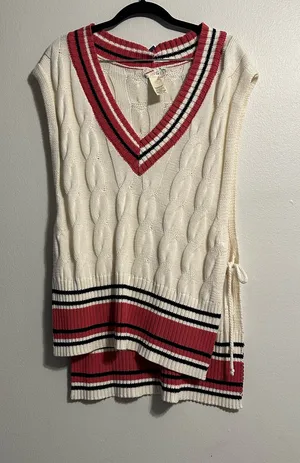 Free People Coastal Prep Poncho Vest Cable Knit thumbnail 2