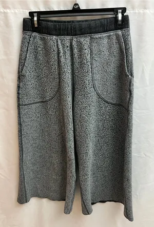 Free People Gray Textured Wide Leg Pull-On Pants Size Small Cozy Lounge thumbnail 1