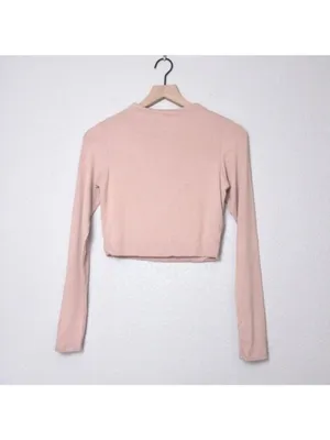 Naked Wardrobe The NW Crop Top L Shapewear Stretch Double Lined Nude Mockneck thumbnail 4
