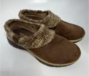 Skechers Mule Sneakers Womens 9.5 Brown Excellent Knit Collar Memory Foam sip on thumbnail 1