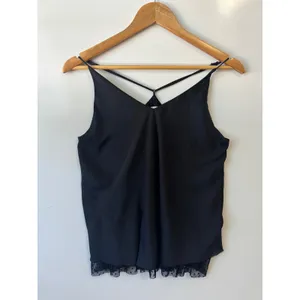 Free People Intimately Criss Cross Cami Lace Trim‎ Tank Top Black Size Small thumbnail 2