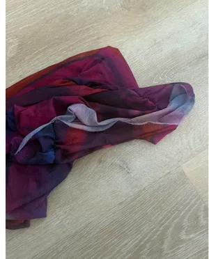 Purple Abstract Ruched Mesh Maxi Dress — Small thumbnail 6