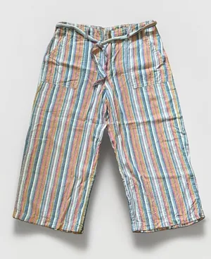 Seven7 For all Mankind Pastel Striped Pull-On Linen Blend Cropped Trousers Sz 14 thumbnail 1