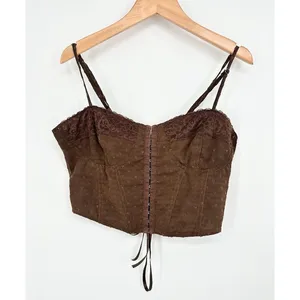 Pacsun LA Hearts Lace Trim Mesh Corset Top Brown Size Medium Boho Indie Festival thumbnail 2