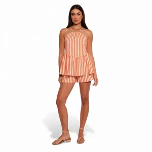 Petal & Pup Valencia Stripe Halter Top Size Medium Orange Pink thumbnail 11