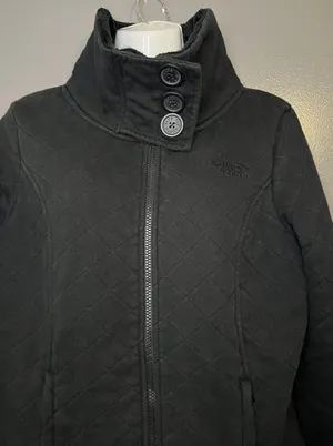 The North Face Caroluna Coat Women Lrg Black Quilted Fleece Lined Zip Jacket thumbnail 1