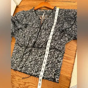 Free People Beatrice Mesh Blouse Top Floral Printed Ruffle Smocked Sz L thumbnail 13