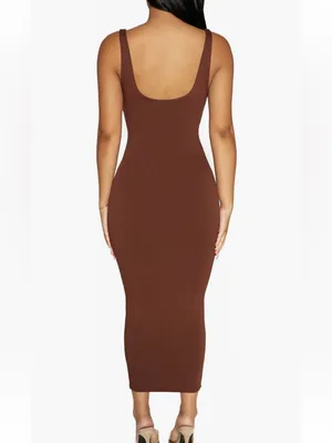 Naked Wardrobe Sculpt Tank Midi Dress in Chocolate Brown size Large NEW $68 thumbnail 4